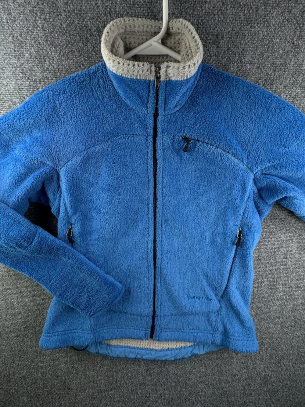 Patagonia Blue Fleece Jacket with Cream Trim